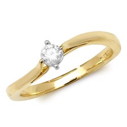 Diamond Solitaire Wave Engagement Ring In 9ct Gold 