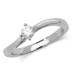 Diamond Solitaire Wave Engagement Ring In 9ct White Gold 