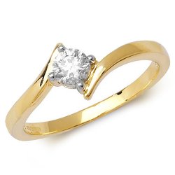 Diamond Solitaire Crossover Engagement Ring In 9ct Gold 