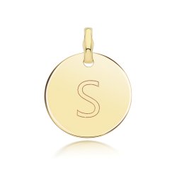 9ct Gold Round Plain Initial Pendant 