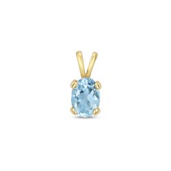 Blue Topaz Oval Claw Set Pendant In 9ct Gold 