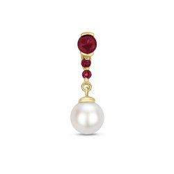 Ruby & Freshwater Pearl Drop Pendant In 9ct Gold 