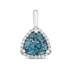 Diamond & London Blue Topaz Rounded Triangle Cluster Pendant In 9ct Gold 