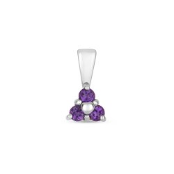 Amethyst 3 Stone Pendant In 9ct White Gold 