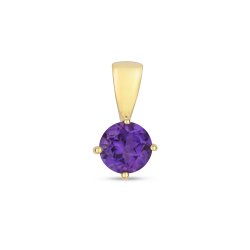 Amethyst Round Claw Set Pendant In 9ct Gold 