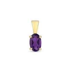 Amethyst Oval Claw Set Pendant In 9ct Gold 