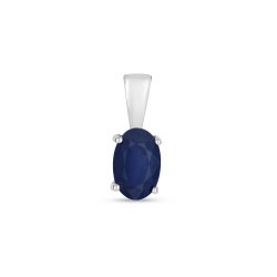 Sapphire Oval Claw Set Pendant In 9ct White Gold 