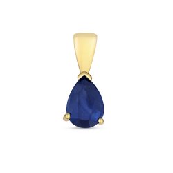 Sapphire Pear Shape Claw Set Pendant In 9ct Gold 