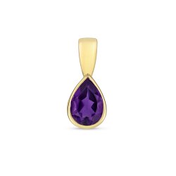 Amethyst Pear Shape Rubover Pendant In 9ct Gold 