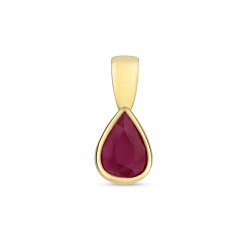 Ruby Pear Shape Rubover Pendant In 9ct Gold 