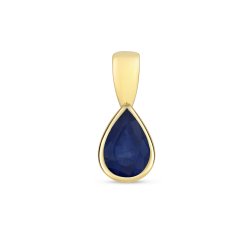 Sapphire Pear Shape Rubover Pendant In 9ct Gold 