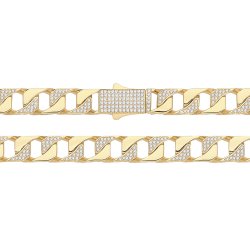 9ct Gold Open Square Cuban Link Cz Set Chain 