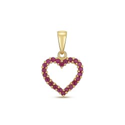 Ruby Claw Set Open Heart Pendant In 9ct Gold 
