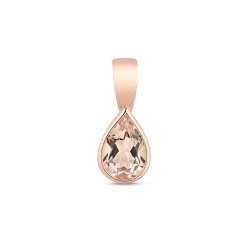 Morganite Pear Shape Rubover Pendant In 9ct Rose Gold 