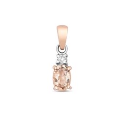 Diamond & Morganite Oval Claw Set Pendant In 9ct Rose Gold 