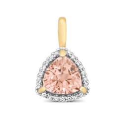Diamond & Morganite Rounded Triangle Cluster Pendant In 9ct 