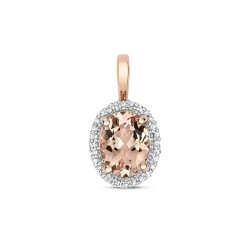 Diamond & Morganite Oval Cluster Pendant In 9ct Rose Gold 