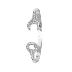 9ct White Gold Babies' Cz Spanner Bangle 