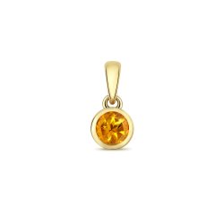 Citrine Rubover Pendant In 9ct Gold 