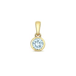 Aquamarine Rubover Pendant In 9ct Gold 