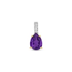 Diamond & Amethyst Pendant In 9ct Gold 