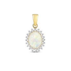 Diamond & Opal Pendant In 9ct Gold 