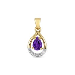 Diamond And Amethyst Pendant In 9ct Gold 