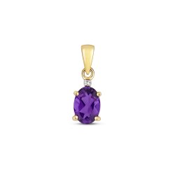 Diamond & Amethyst Pendant In 9ct Gold 