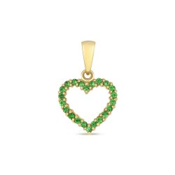 Tsavorite Claw Set Open Heart Pendant In 9ct Gold 