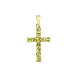 Peridot Cross Pendant In 9ct Gold 