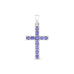 Tanzanite Cross Pendant In 9ct Gold 