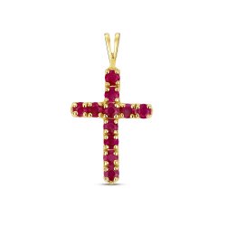 Ruby Cross Pendant In 9ct Gold 