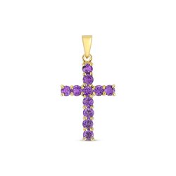 Amethyst Cross Pendant In 9ct Gold 