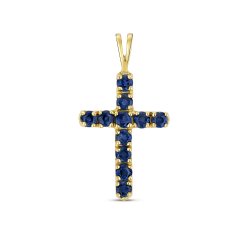 Sapphire Cross Pendant In 9ct Gold 