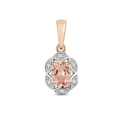 Diamond & Morganite Pendant In 9ct Rose Gold 