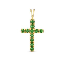 Tsavorite Cross Pendant In 9ct Gold 