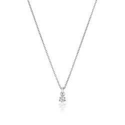 Diamond 3 Claw Necklace In 18ct White Gold 