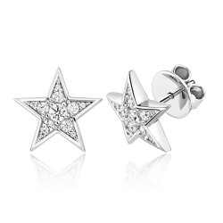 Pave Set Star Shape Stud Earrings LEG0060