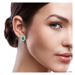 Green Oval Claw Set Cluster Stud Earrings LEG0067E
