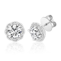 Round Centre Stone With Round Fancy Cluster Stud Earrings LEG0029