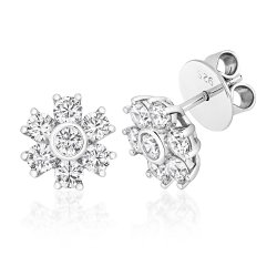 Round Rubover Set Cluster Claw Set Stud Earrings LEG0032