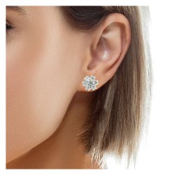 Round Rubover Set Cluster Claw Set Stud Earrings LEG0032