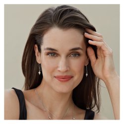 Pave Set Long Star And Box Chain Drop Earrings LEG0057