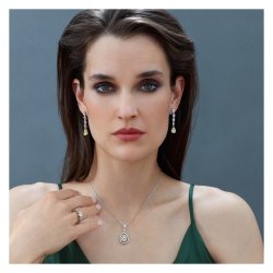 Yellow Pear Shape Multi Halo Swing Pendant Fixed Chain LPG0007Y
