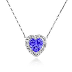 Blue Hat Shape With Double Halo Pendant On Fixed Chain LPG0008TZ