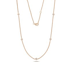 Diamond Rubover Necklace In 18ct Rose Gold 