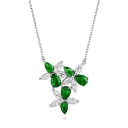 Green Pear Shape And Marquise Fancy Pendant On Fixed Chain LPG0041E