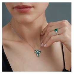 Green Pear Shape And Marquise Fancy Pendant On Fixed Chain LPG0041E