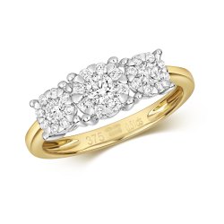 Diamond Brilliant Set Trilogy Ring In 9ct Gold 