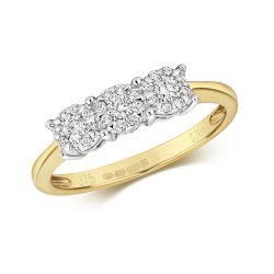 Diamond Brilliant Set Trilogy Ring In 9ct Gold 